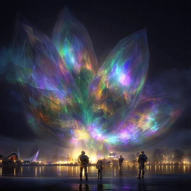 Holographic Fractal Structure Above Futuristic City