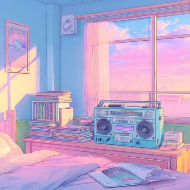 Retro Anime Room Pastel Playlist Cover