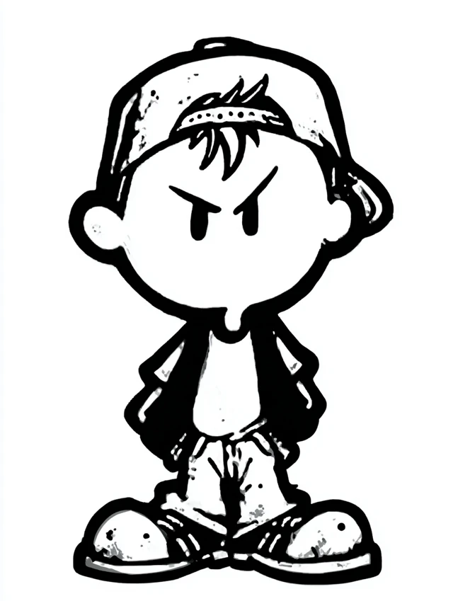 Evil Mascot Face Cartoon Illustration