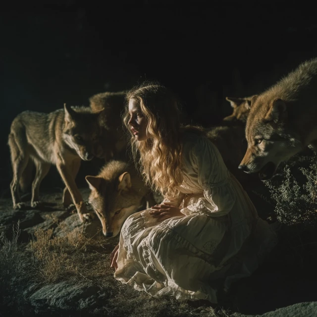 Girl Attacked by Wolves at Night