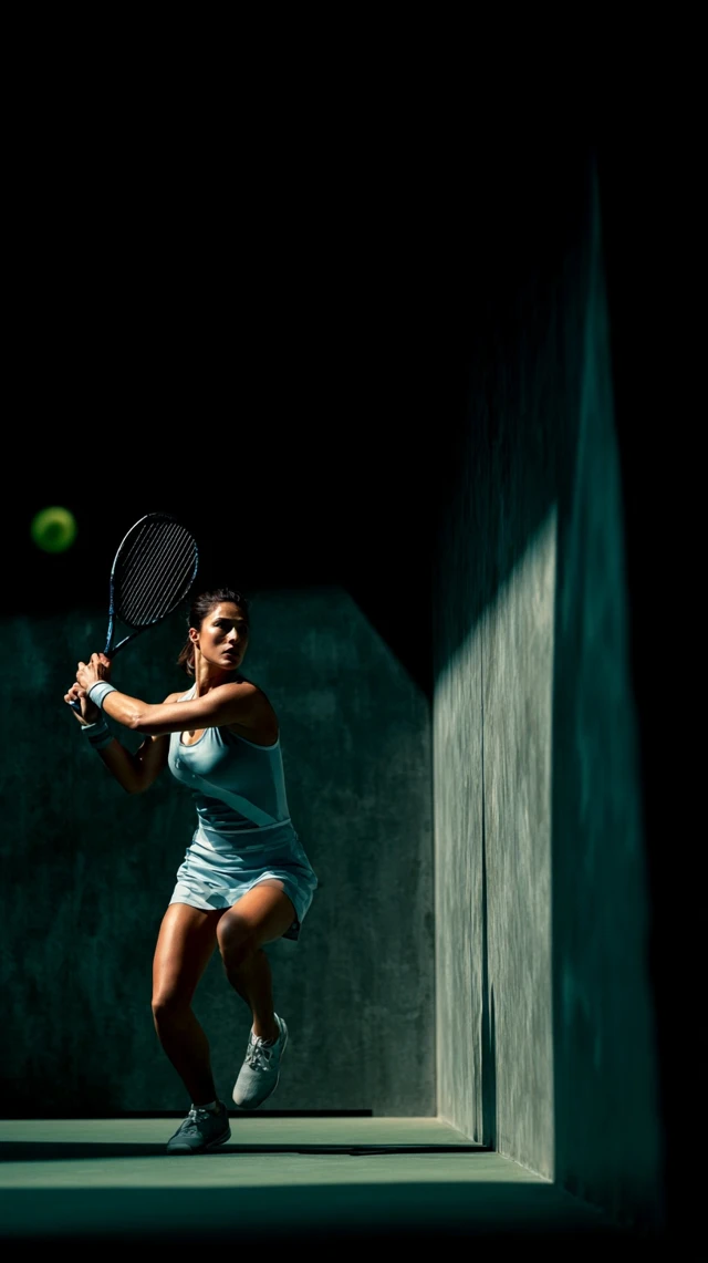 Frontennis Athlete Editorial Photo Dramatic Lighting