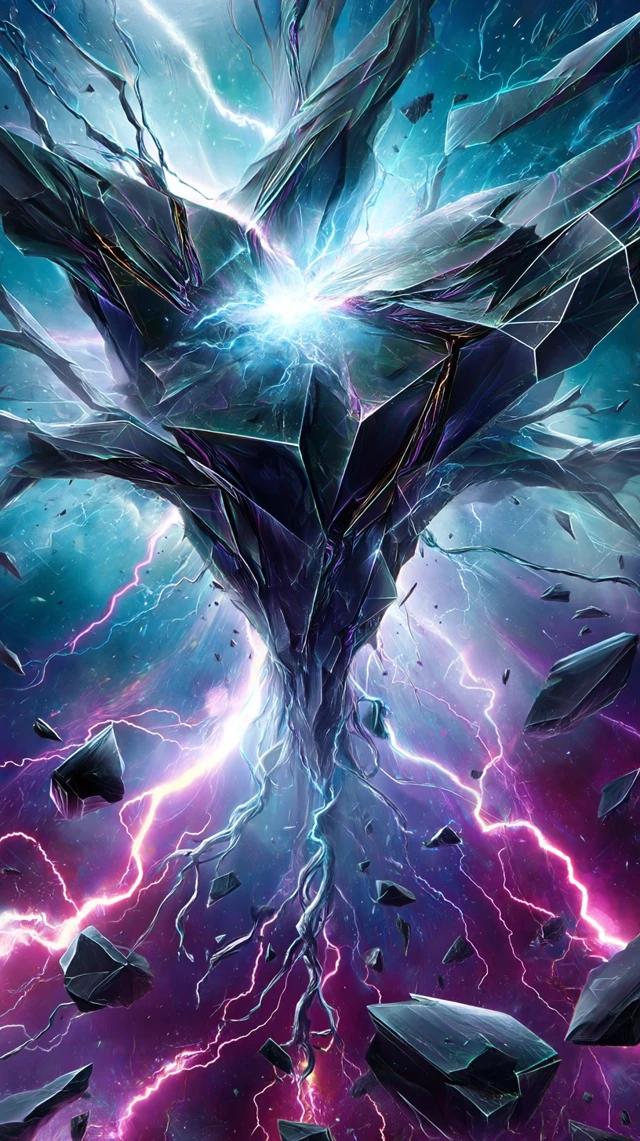 Crystal Tree in Neon Landscape
