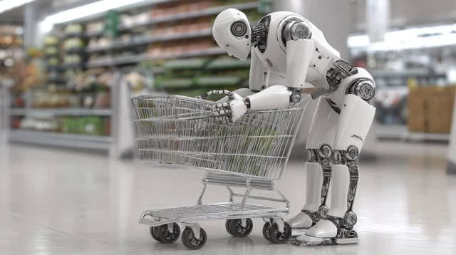 Robot in Supermarket Shopping with a Cart
