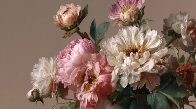 Floral Art Nouveau Bouquet Pastel Colors