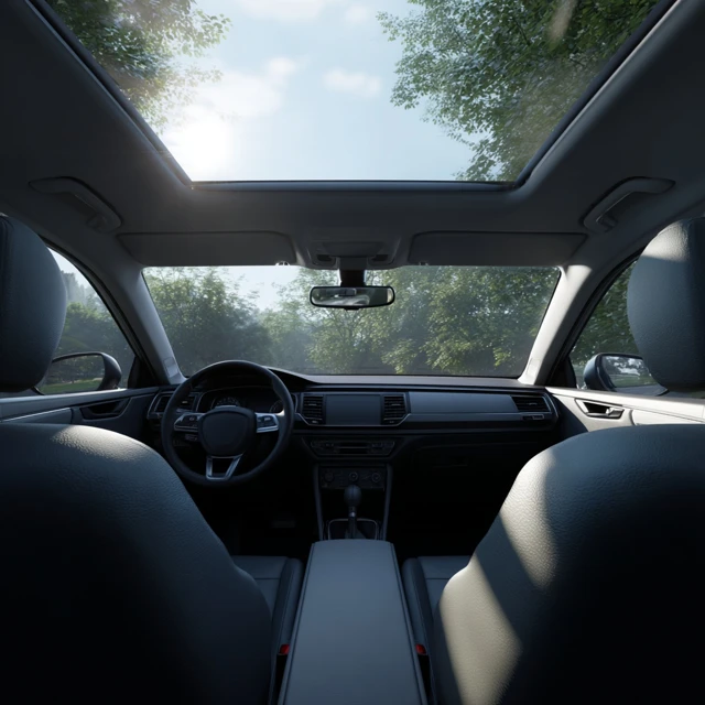 Modern Car Interior Design Bright Daylight Detail Textures
