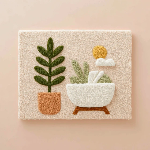 Handcrafted Baby Cradle Punch Needle Wall Hanging