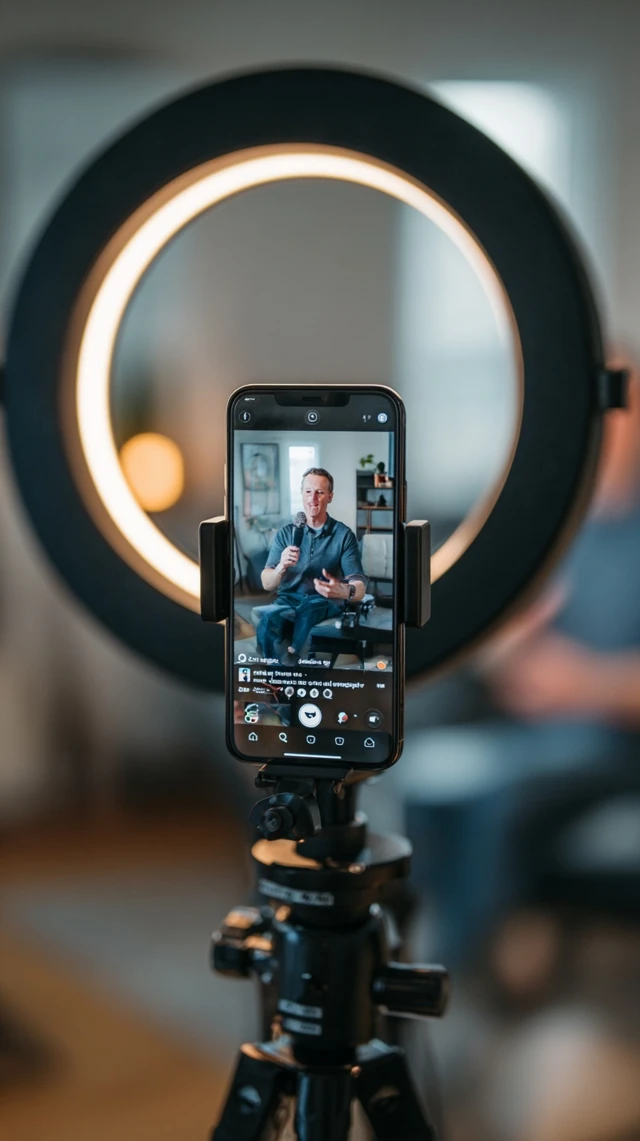 Ring Light Setup Smartphone Video Recording