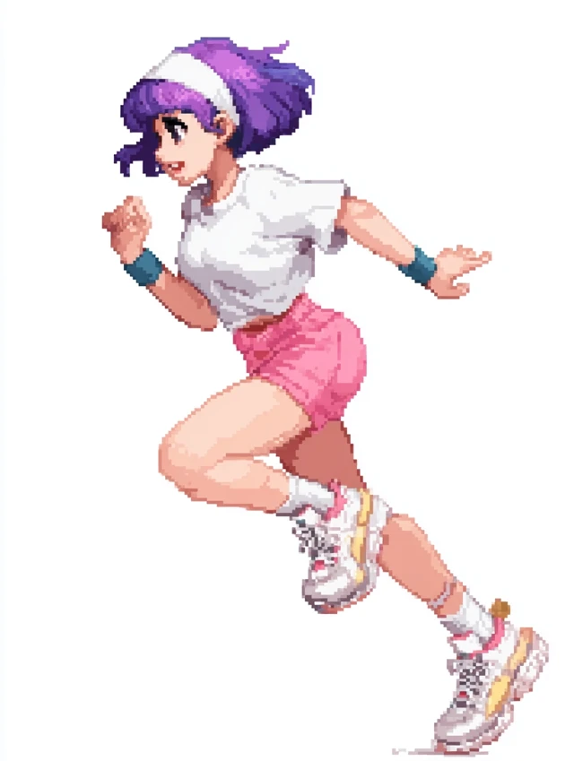 Anime Girl Pixel Art Running Retro Style