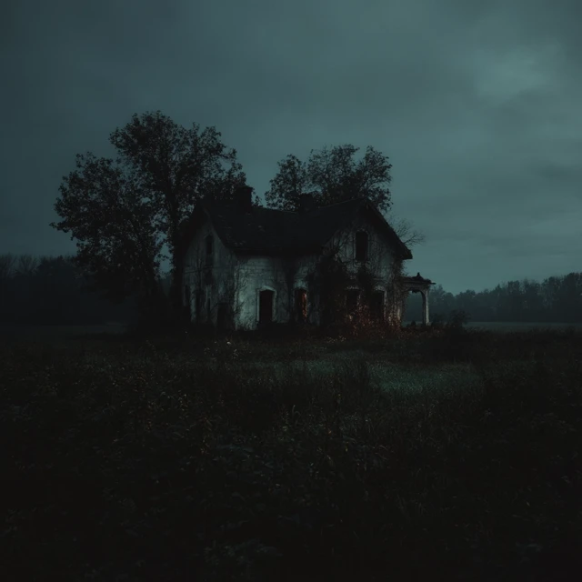 Abandoned House at Night Spooky and Atmospheric