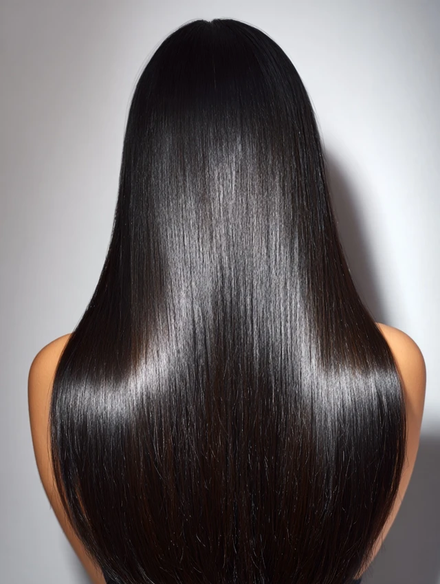 Beautiful Black Shiny Straight Hair Back View