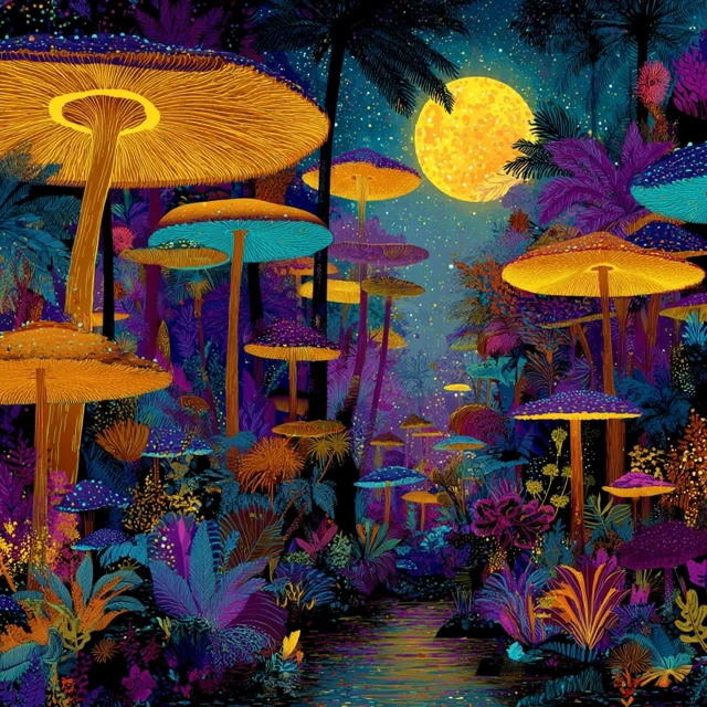 Psychedelic World of Aliens Vivid Colors