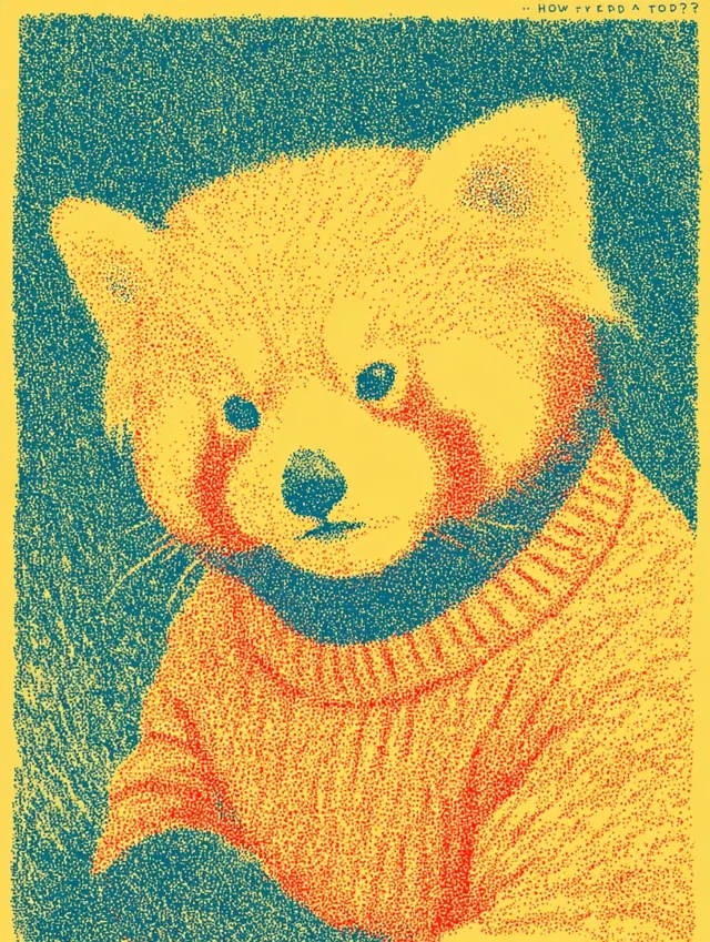 Cute Red Panda Illustration Gouache Art