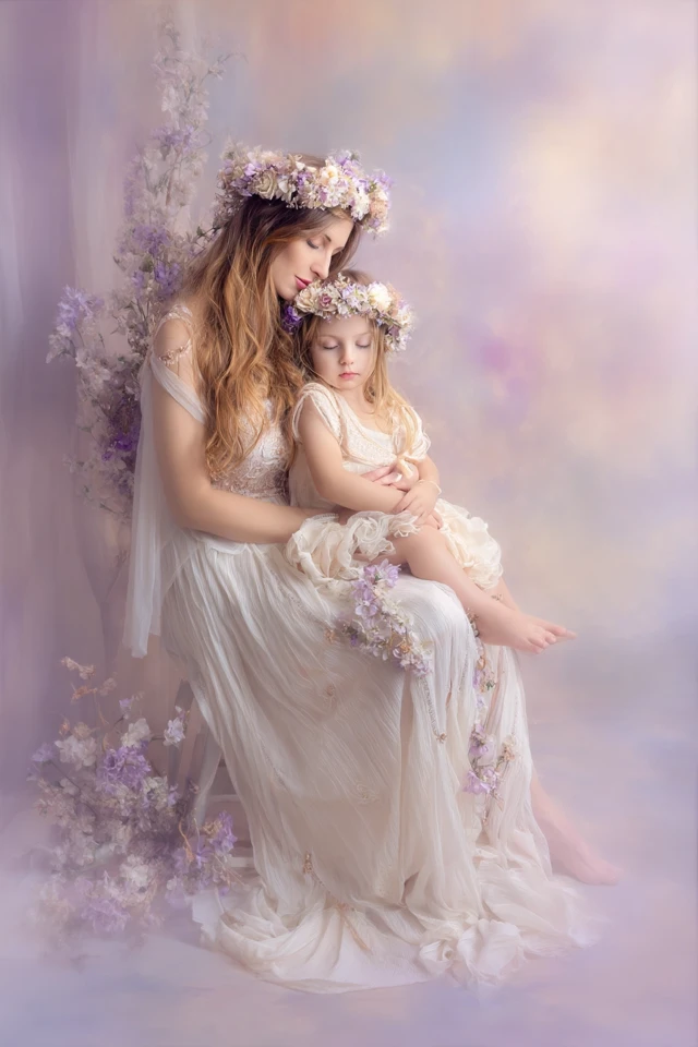 Mother and Daughter Dreamy Portrait