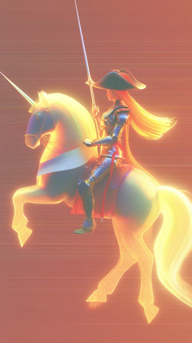 Fantasy Unicorn Rider Illustration Semi Realistic Style