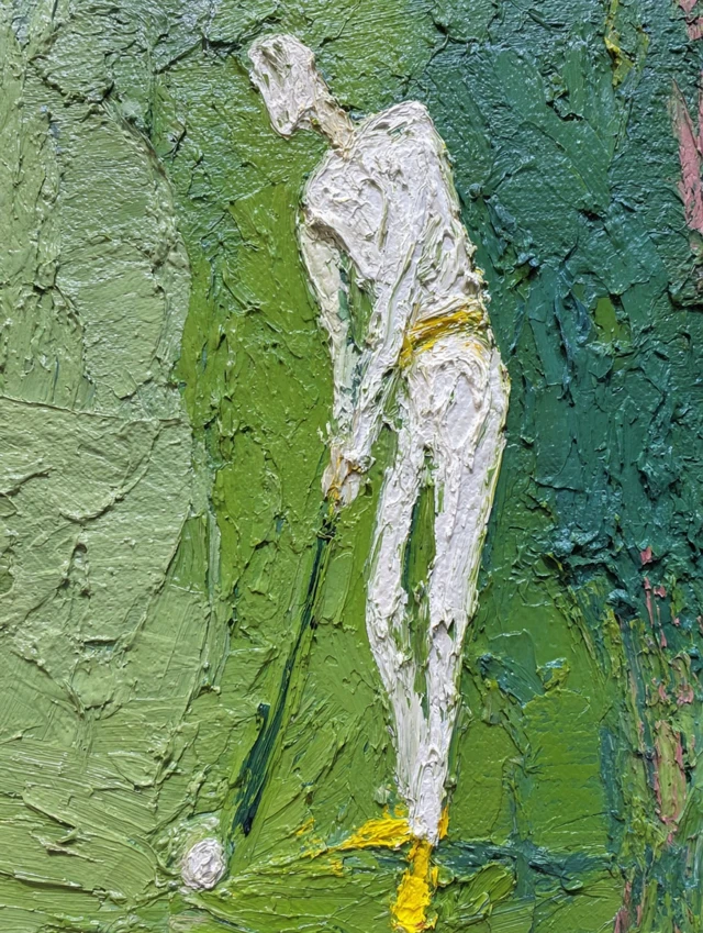 Abstract Golf Painting Woman on Green