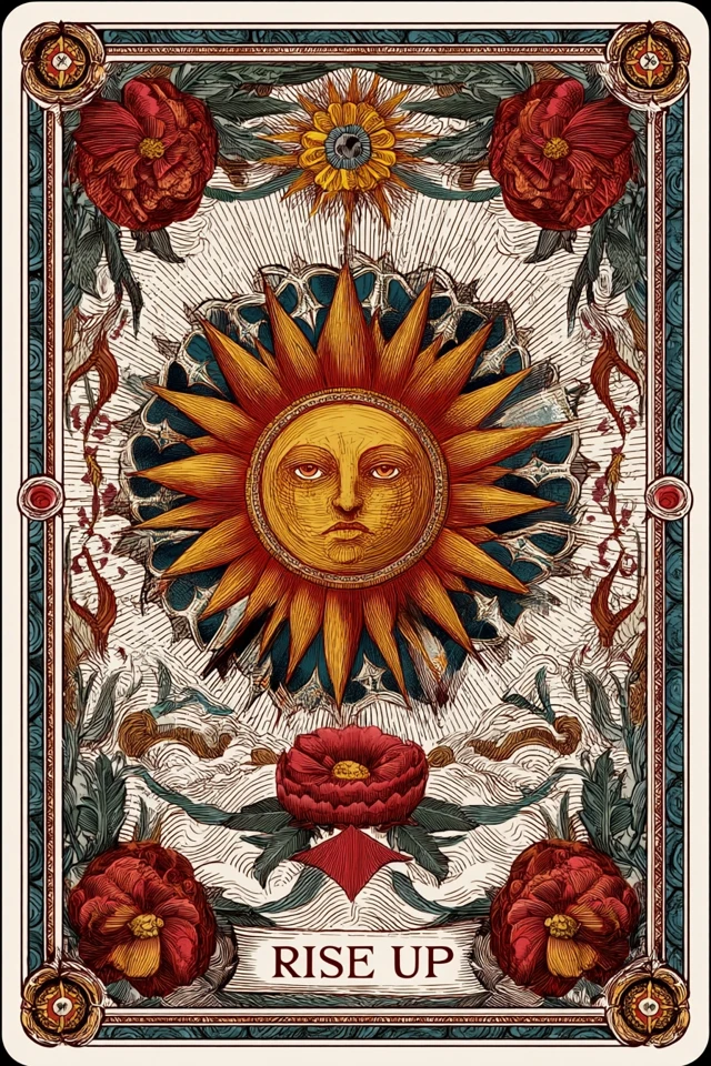 Medieval Sun Tarot Card Back Design Rise Up