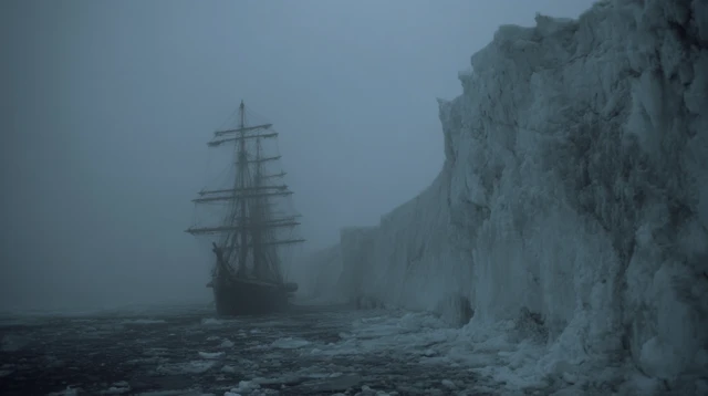 Ghost Ship Frozen in Ice A Creepy Antarctic Scene
