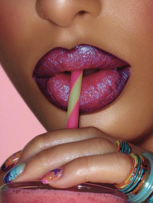Glamorous Lips and Nails Fashion Beauty