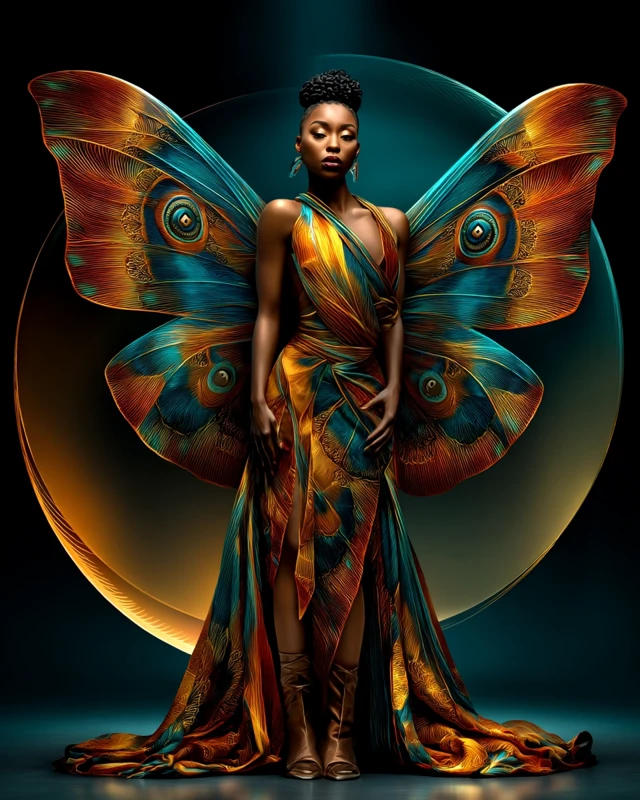 African Empress Luna Moth Futurism Art