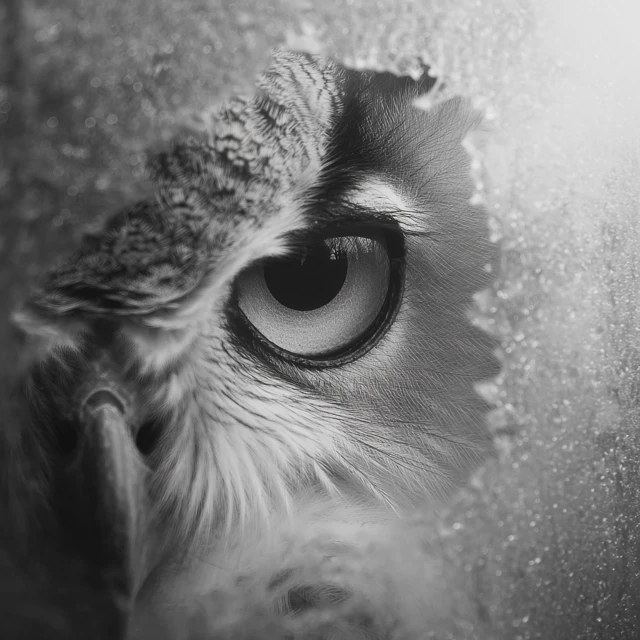 Owls Piercing Eye Monochrome Close Up