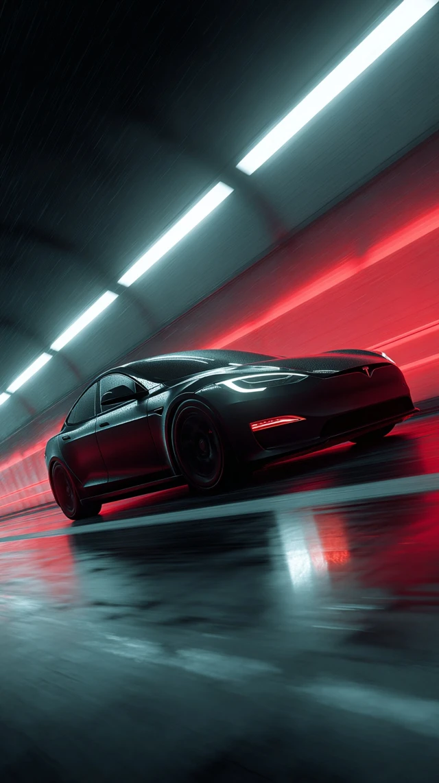 Tesla Model S in Cyberpunk Tunnel