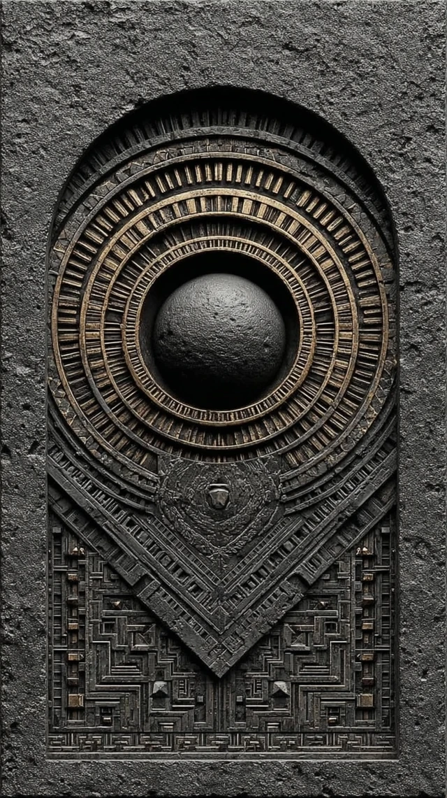 Brutalism Industrial Door Panel with Geometric Relief