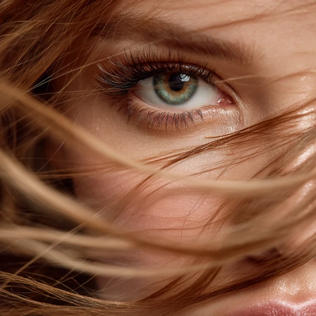 Dynamic Beauty Photo: Fluttering Lashes and Radiant Glow