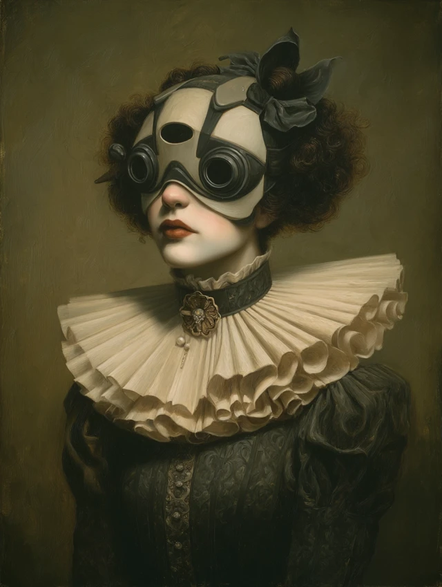 Victorian Gothic Portrait with Drone Head
