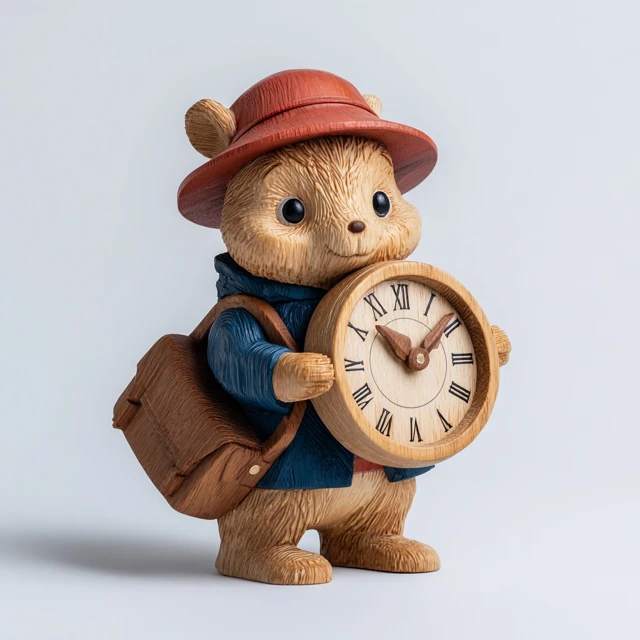 Wooden Bear Clock Decoration A A Milne Style