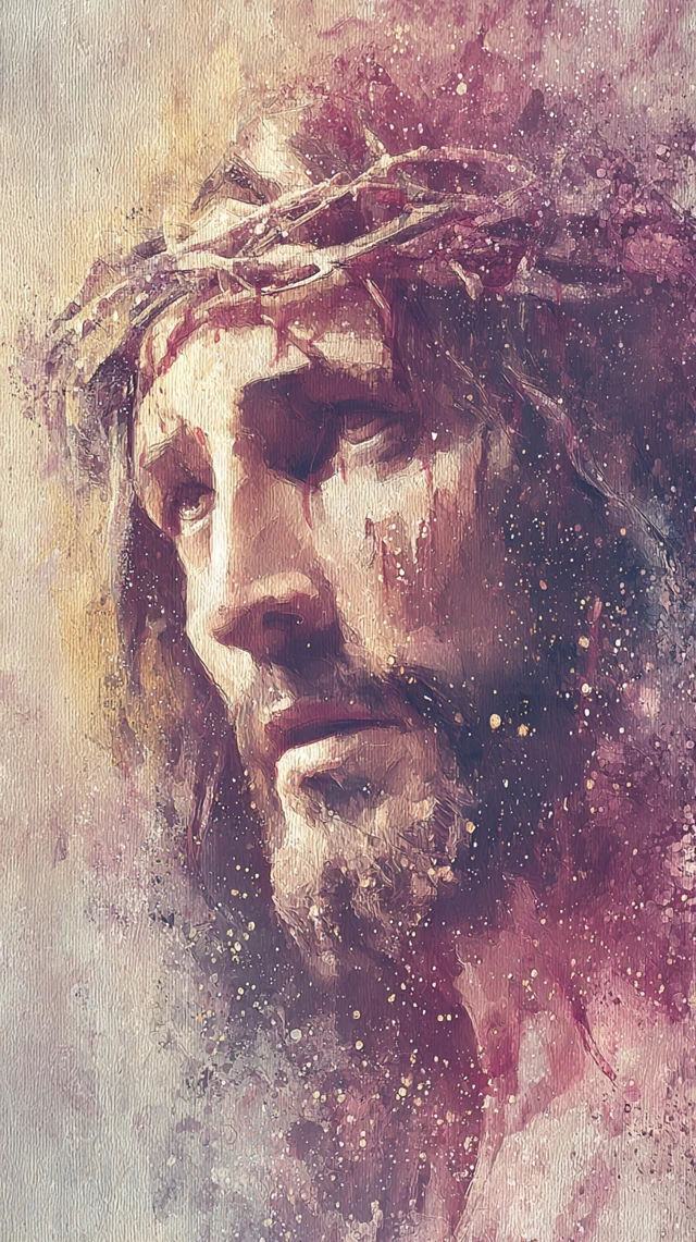 Abstract Watercolor Painting of Christ