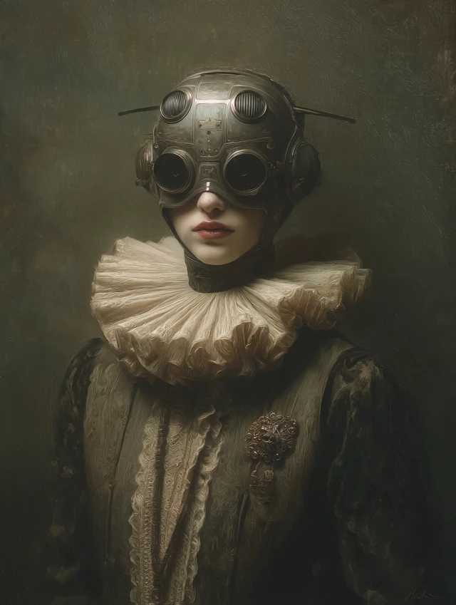 Victorian Gothic Portrait with Drone Head