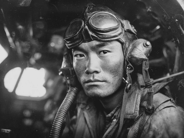 Japanese Kamikaze Pilot in Cockpit WWII