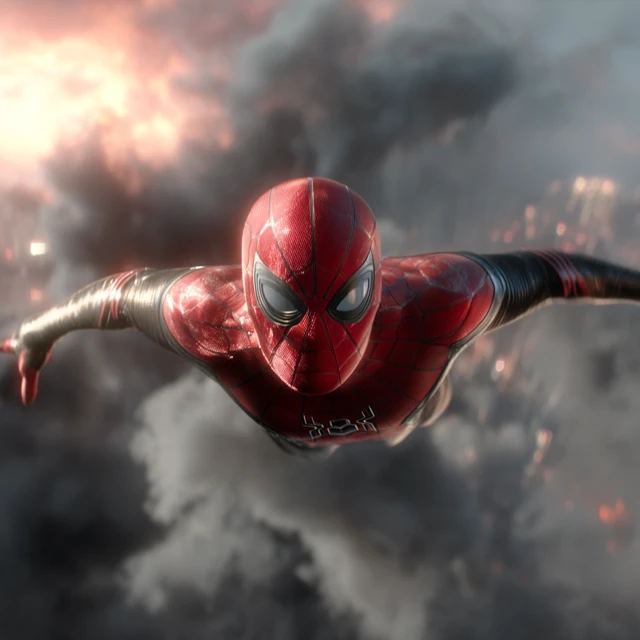 SpiderMan MidFlight Superhero Action Scene