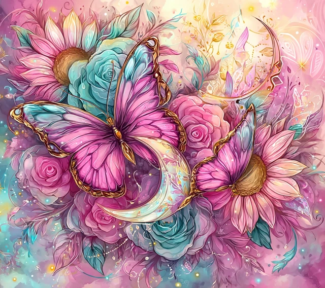 Pastel Butterfly Floral Fantasy Art