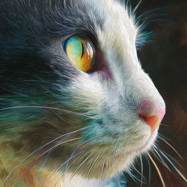 Cat Profile Painting Beautiful Eye
