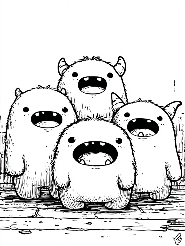 Cute Monster Coloring Page for Kids