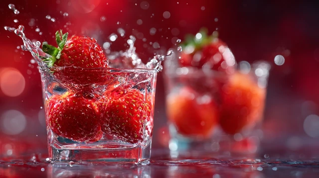 Strawberry Splash Cinematic Shot Food Photography