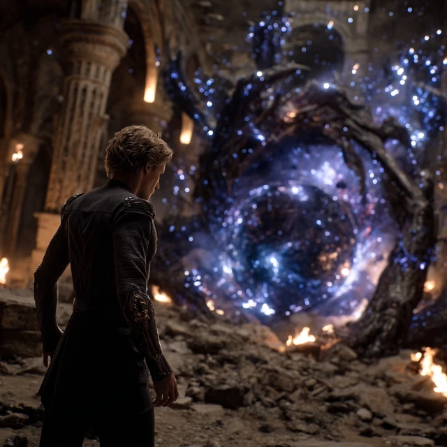 Sorcerer Confronts Astral Monster in Olympus Ruins