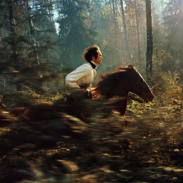 Alexander Pushkin Riding Horse in Russian Forest