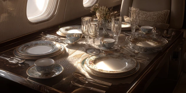Luxury Dining Set in Private Jet Interior