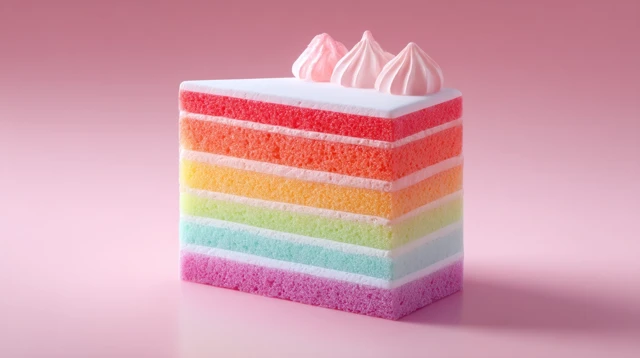 Rainbow Cake Slice for Promotions or Backgrounds