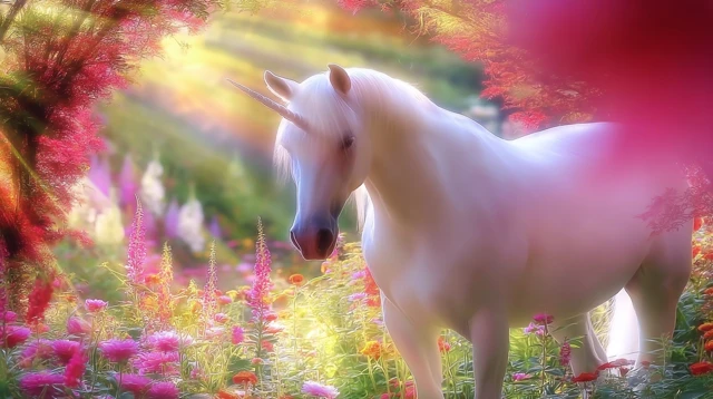 Unicorn in a Magical Forest Photorealistic HD