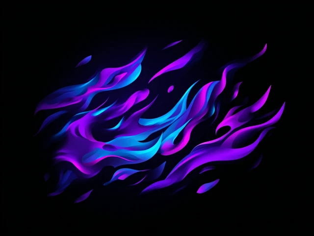 Abstract Purple and Blue Flames Digital Art