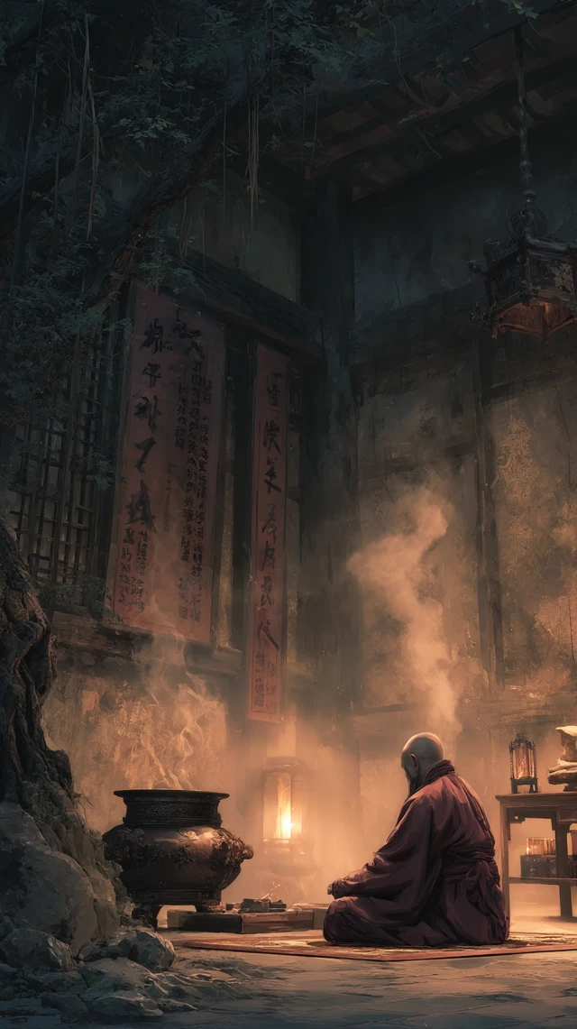 Ancient Taoist Meditation Room Serene and Mystical