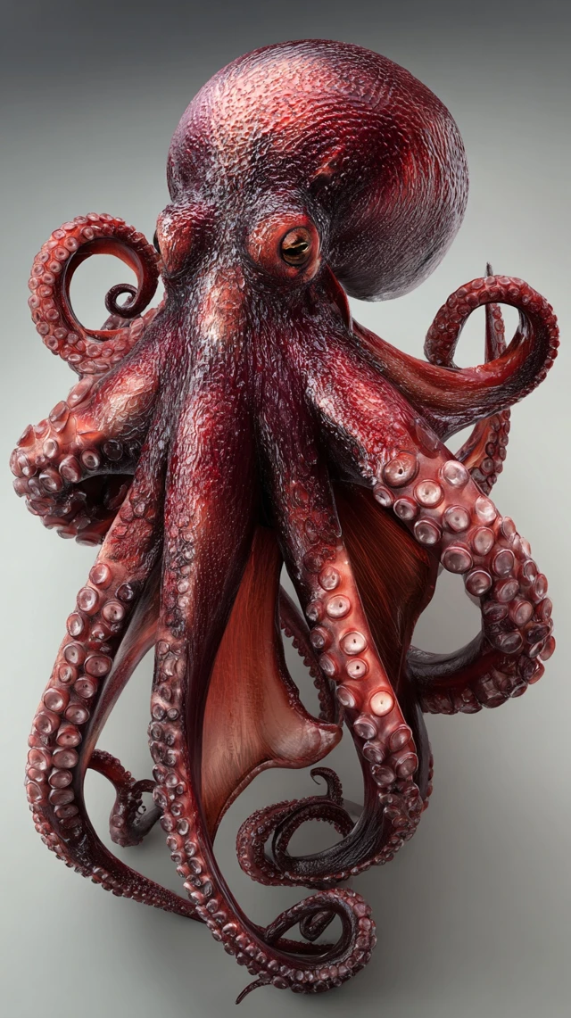Realistic Red Octopus Detailed Illustration