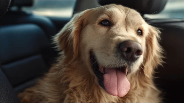 Golden Retriever in a Car Adorable Pet Portrait
