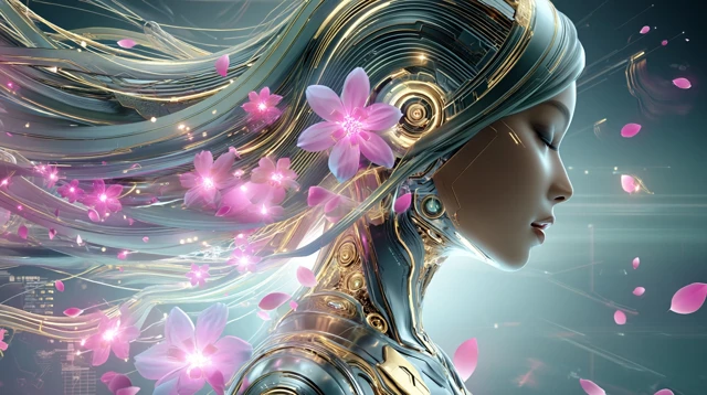 Futuristic Goddess: Blockchain-Inspired Digital Art