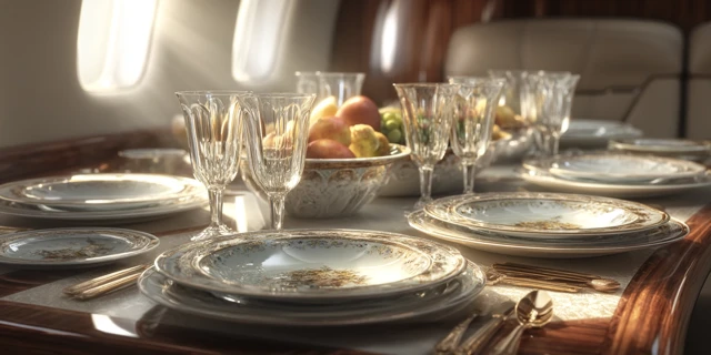 Luxury Dining Set in Private Jet Interior