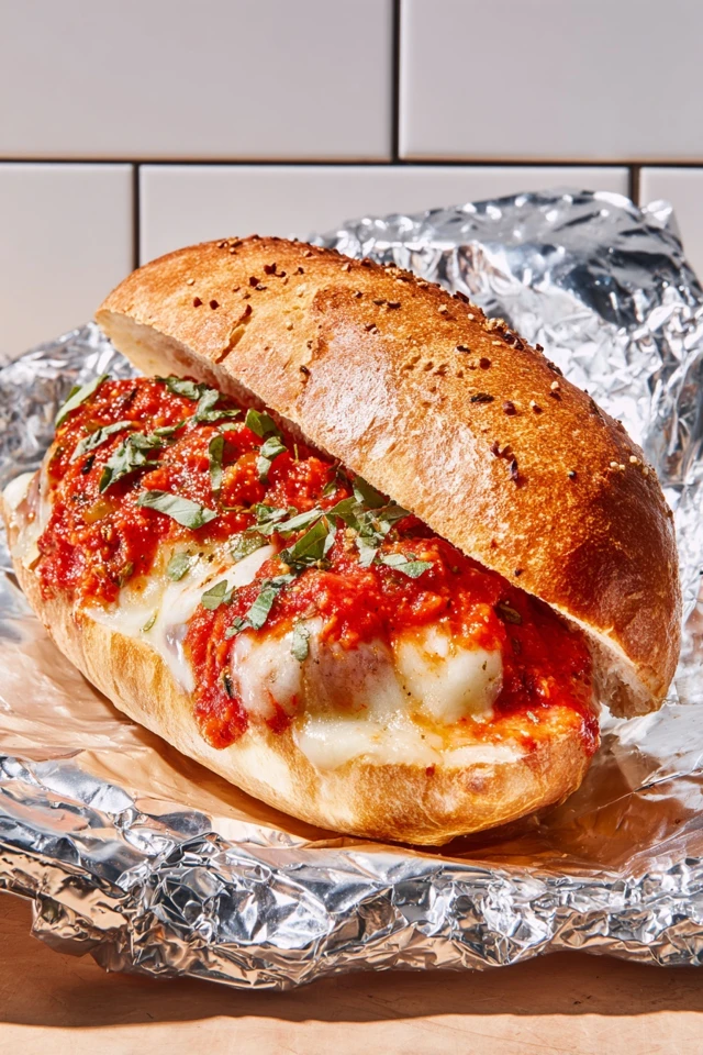 Italian Sandwich with Ham Cheese and Tomato Sauce