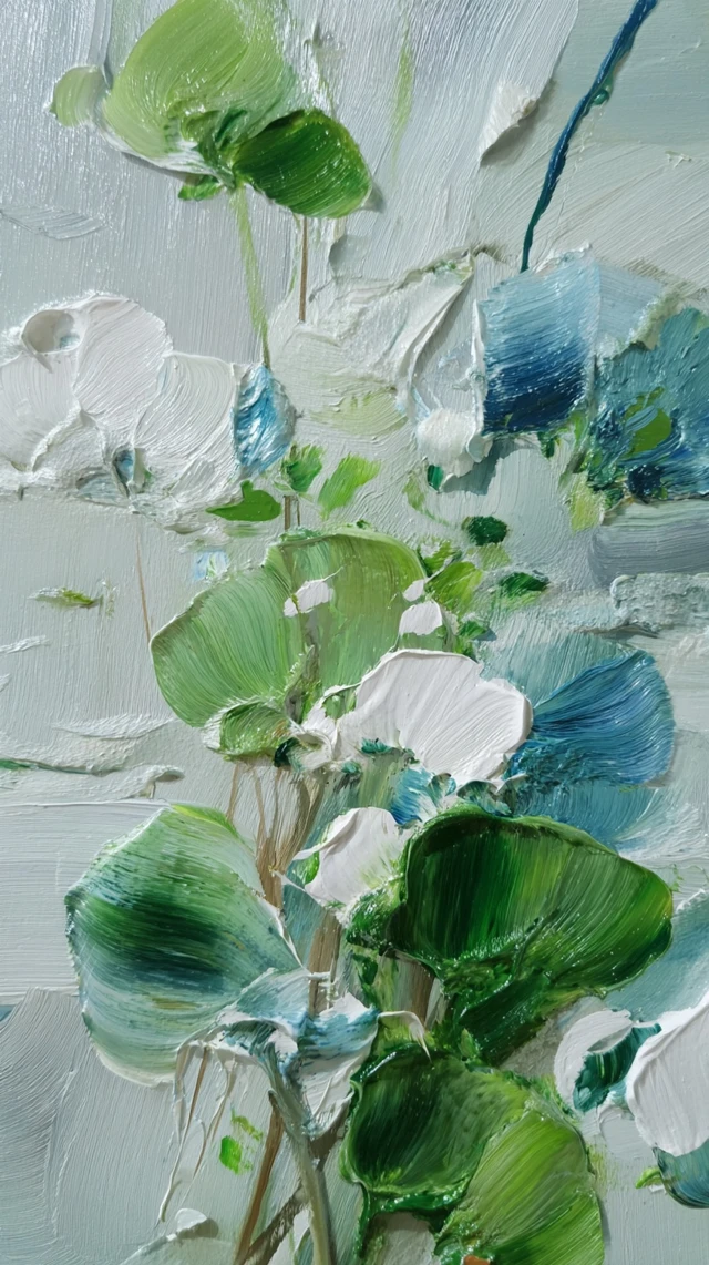 Abstract Green Painting Brushstrokes Foliage